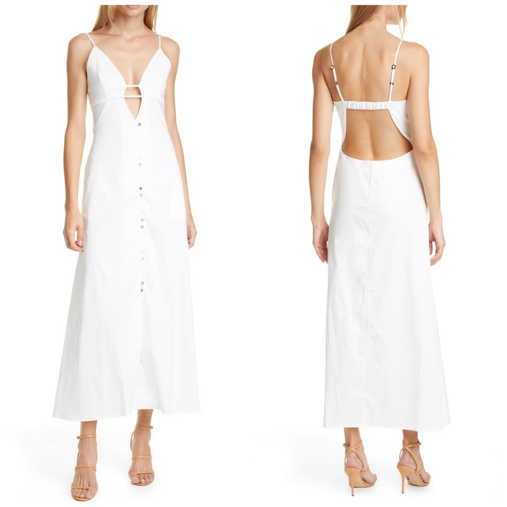 CULT GAIA OFF WHITE MYRIUM MIDI COTTON DRESS - Picture 1 of 9
